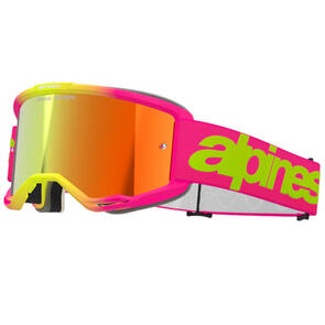 ALPINESTARS VISION WORDMARK 5 GOGGLE PINK/FLUORO YELLOW MIRROR RED LENS