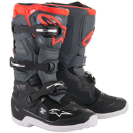 ALPINESTARS YOUTH TECH-7S MX BOOTS BLACK DARK GRAY RED FLUORO