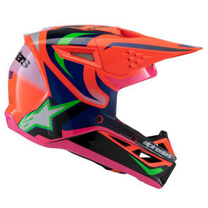 ALPINESTARS 2025 S-M3 YOUTH HELMET DEEGAN ORANGE FLUORO/PURPLE/PINK FLUORO GLOSS