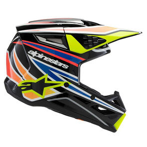 ALPINESTARS 2025 S-M3 YOUTH HELMET WURX BLACK/YELLOW FLUORO/BLUE/RED GLOSS