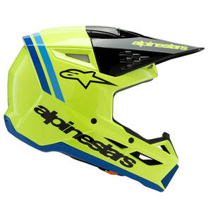 ALPINESTARS 2025 S-M3 YOUTH HELMET RADIUM YELLOW FLUORO/BLACK/BLUE GLOSS