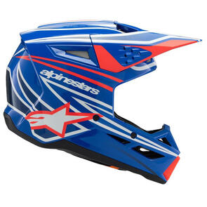 ALPINESTARS 2025 S-M3 YOUTH HELMET WURX BLUE/RED/WHITE/BLACK GLOSS