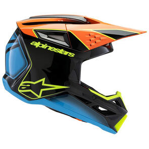 ALPINESTARS 2025 S-M3 YOUTH HELMET FRAY BLACK/ORANGE/YELLOW FLUORO GLOSS