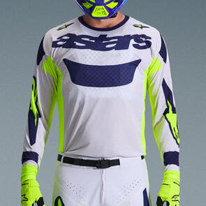 ALPINESTARS 2026 RACER AIR RIWAY JERSEY LIGHT GRAY/YELLOW FLUORO/BLUE