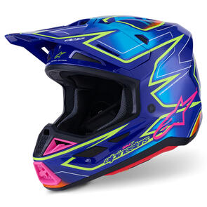 ALPINESTARS 2026 S-M7 CAST HELMET BLUE/PINK/YELLOW FLUORO GLOSS