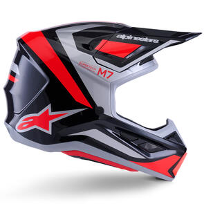 ALPINESTARS 2026 S-M7 RISE HELMET BLACK/SILVER/RED FLUORO GLOSS