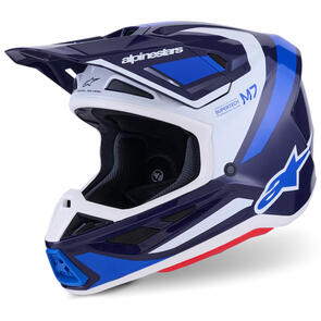 ALPINESTARS 2026 S-M7 RISE HELMET BLUE/WHITE GLOSS