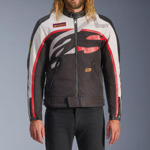 ALPINESTARS ROAD AXTON LEATHER/TEXTILE JACKET BLACK/OFF WHITE/BRIGHT RED