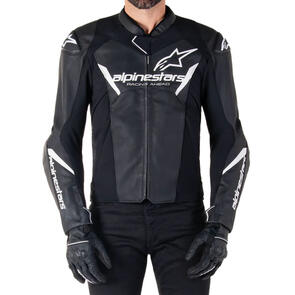 ALPINESTARS ROAD FASTER V3 LEATHER JACKET BLACK/WHITE