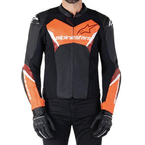 ALPINESTARS ROAD FASTER V3 LEATHER JACKET BLACK/RED FLUORO
