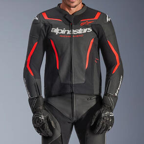 ALPINESTARS ROAD GP FORCE V2 LEATHER JACKET BLACK/RED FLUORO