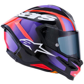 ALPINESTARS SUPERTECH R7 HELMET LUMEN BLACK/PURPLE/RED FLUORO/WHITE GLOSS