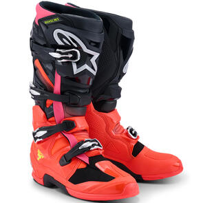 ALPINESTARS TECH-7 MX BOOTS BLACK/RED FLUORO/PINK FLUORO