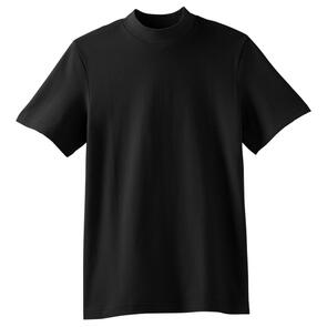 AMERICAN APPAREL 1PQ UNISEX PIQUE MOCKNECK T-SHIRT - BLACK