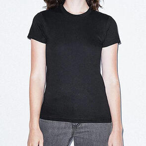 AMERICAN APPAREL 23215W WOMENS FINE JERSEY CLASSIC SHORT SLEEVE T-SHIRT - BLACK