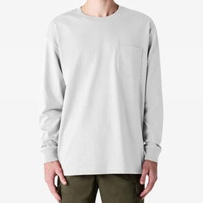 AMERICAN APPAREL 9410 SUPER HEAVYWEIGHT LONG SLEEVE T WITH POCKET- WHITE