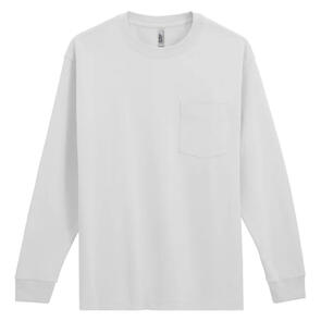 AMERICAN APPAREL 9410 SUPER HEAVYWEIGHT LONG SLEEVE T WITH POCKET- WHITE