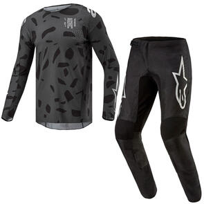 ALPINESTARS 2024 TECHSTAR GRAPHITE JERSEY BLACK/CAMO + 2026 FLUID GRAPHITE PANTS BLACK/SILVER