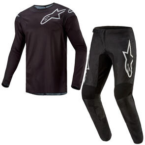 ALPINESTARS 2024 RACER GRAPHITE JERSEY BLACK + 2026 FLUID GRAPHITE PANTS BLACK/SILVER