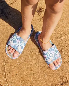 ROXY GIRLS SLIPPY PRINTED SANDAL DUSK BLUE
