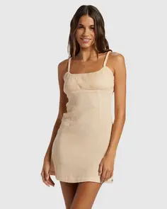 ROXY SWEET LILY MINI SLIP DRESS PORCINI MINIVICH
