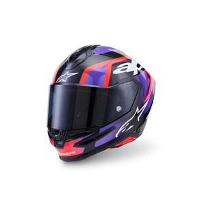 ALPINESTARS SUPERTECH R7 HELMET LUMEN BLACK/PURPLE/RED FLUORO/WHITE GLOSS