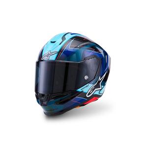 ALPINESTARS SUPERTECH R7 HELMET KINETIS BLACK/BLUE/PINK FLUORO/WHITE GLOSS
