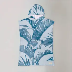 OCEAN N EARTH YOUTH PALM HOODED PONCHO ICEBERG