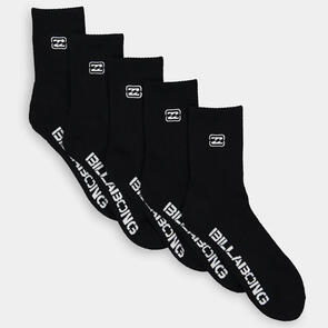 BILLABONG BOYS SPORT 5 PACK SOCKS BLACK