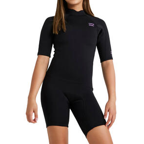 BILLABONG 2025 YOUTH 2MM FOIL BACK ZIP SHORT SLEEVE SPRING BLACK