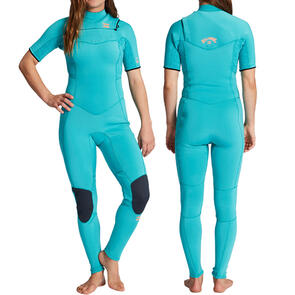 BILLABONG 2MM SYNERGY CHEST ZIP SHORT SLEEVE FULLSUIT TURQ NOMAD