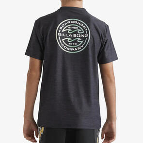 BILLABONG BOYS ROTOR SHORELINE SS SURF TEE BLACK HEATHER