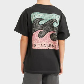 BILLABONG GROMS CRAYON WAVE SS SCREEN TEE WASHED BLACK