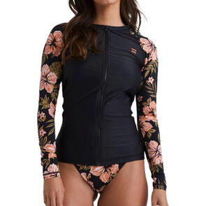 BILLABONG HOOKED ON TROPICS L/S ZIP SUNS BLK/PINK/BLK