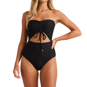 BILLABONG TANLINES BANDEAU ONEPIECE BLACK