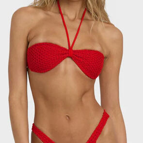 BILLABONG TWISTED TIDES HALTER BANDEAU BIKINI TOP RED ALOHA
