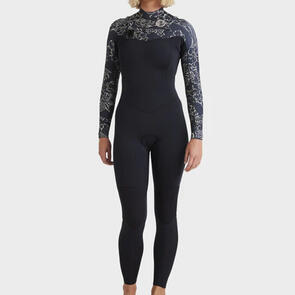 BILLABONG WOMENS 3/2MM SALTY DAYZ NATURAL CHEST ZIP STEAMER BLACK PEBBLE