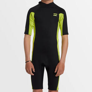 BILLABONG YOUTH 2/2MM FOIL BACK ZIP SPRINGSUIT FLURO LIME