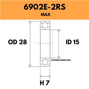 BLACK BEARING 6902-2RS MAX E BEARING - 28OD X 15ID X 7H