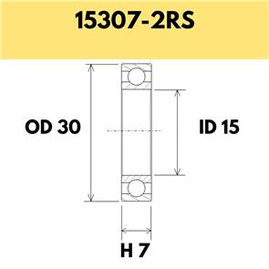 BLACK BEARING 15307-2RS B3 BEARING - 30OD X 15ID X 7H