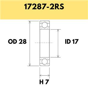 BLACK BEARING 17287-2RS B5 BEARING - 28OD X 17ID X 7H