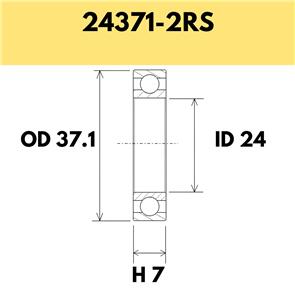 BLACK BEARING 24371-2RS B3 BEARING - 37.1OD X 24ID X 7H