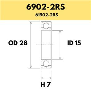 BLACK BEARING 6902-2RS B3 BEARING - 28OD X 15ID X 7H