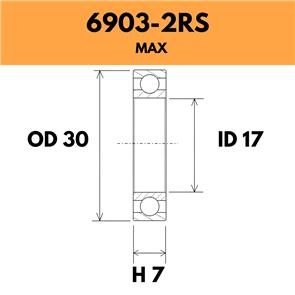 BLACK BEARING 6903-2RS MAX BEARING - 30OD X 17ID X 7H 
