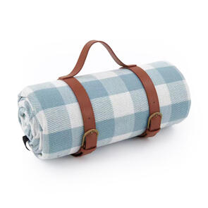 HYPER RIDE LARGE SAND/WATERPROOF PICNIC RUG LIGHT BLUE CHECK - 2M X 2M