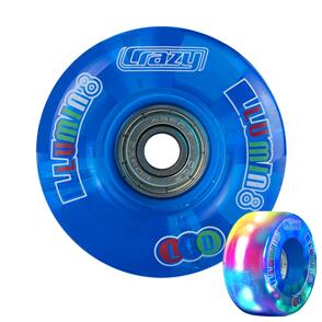 CRAZY SKATES 58MM ILLUMIN8 BLUE LED LIGHT-UP ROLLER SKATE WHEELS (SET OF 2)