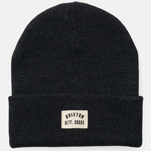 BRIXTON WOODBURN WATCH CAP BEANIE WASHED BLACK