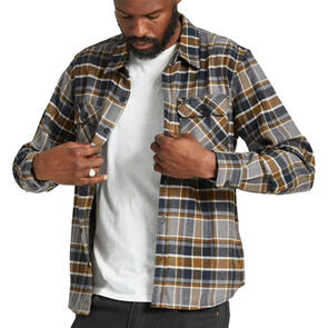 BRIXTON BOWERY FLANNEL BLACK/DESERT PALM/BEIGE