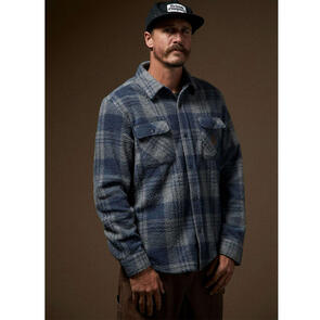 BRIXTON BOWERY L/S ARCTIC STRETCH FLEECE WASHED NAVY BEIGE PLAID