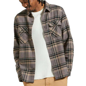 BRIXTON BOWERY L/S FLANNEL CHARCOAL/BLACK/CINDER GREY